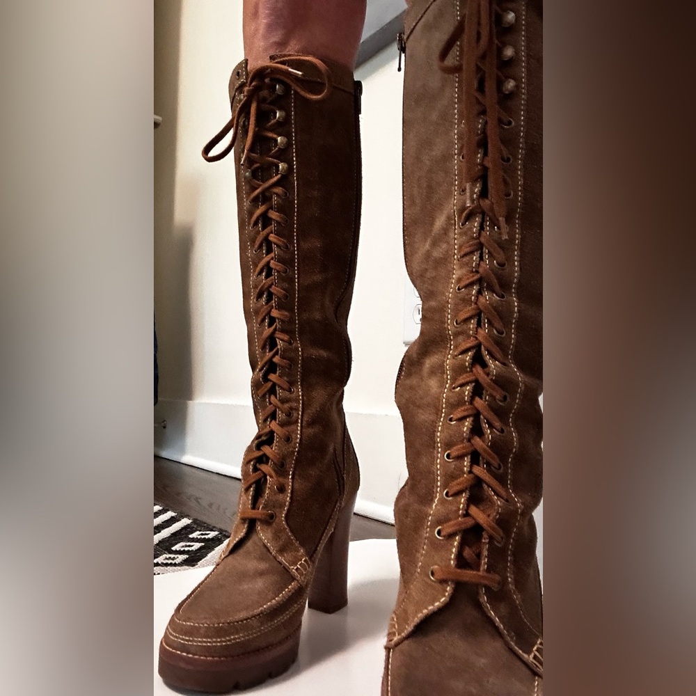 Kors Michael Kors brown leather suede Aquarius lace up boot size 7